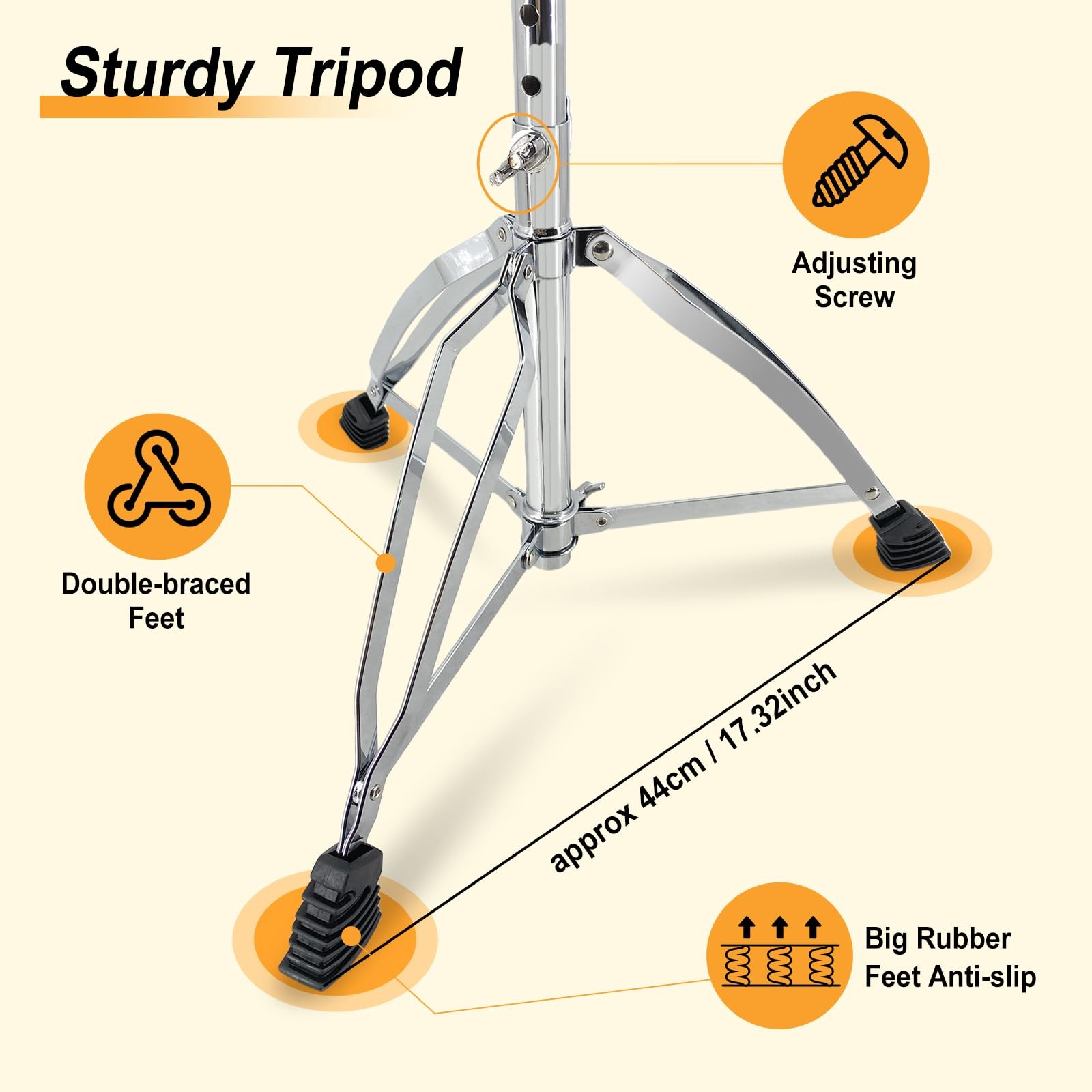 Adjustable Drum Throne Stool Leather Seat AntiSlip Feet Adults Drummers