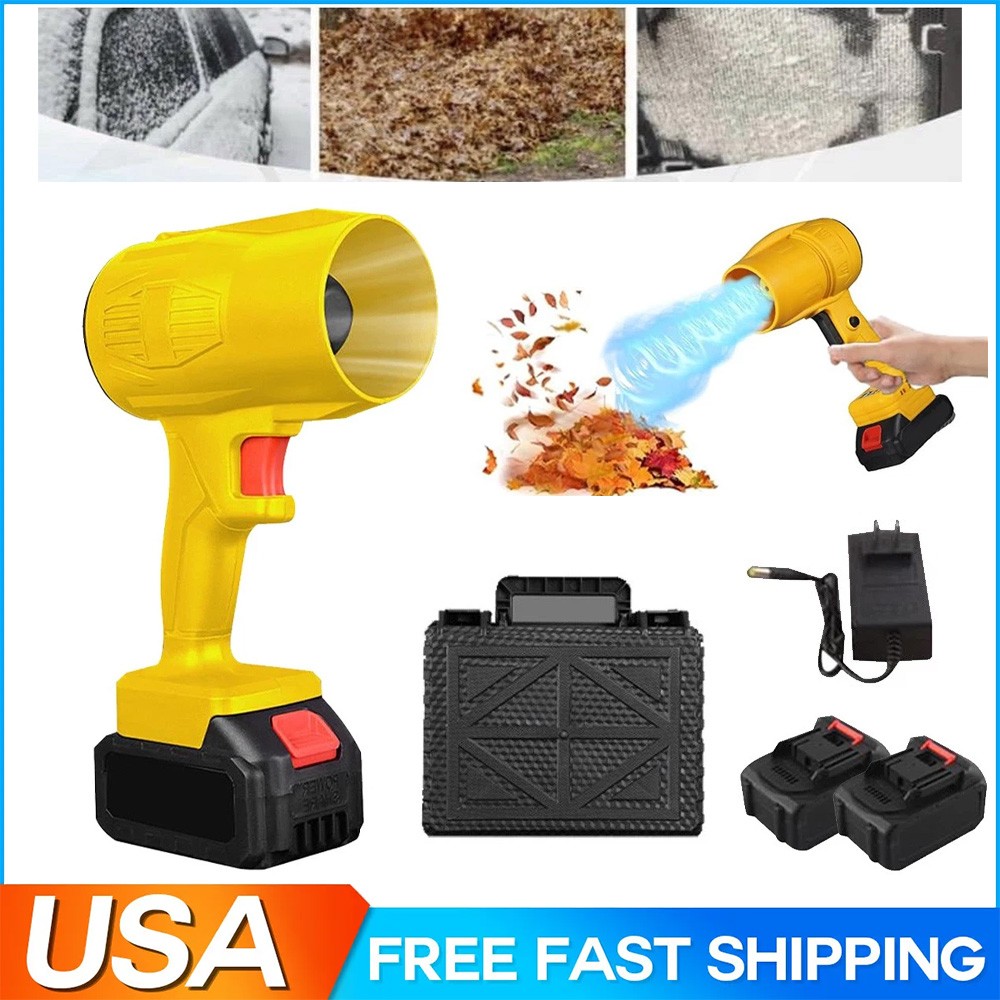 Electric Cordless Leaf Blower 500000RPM Handheld Blower 2 Batteries & 1 Charger