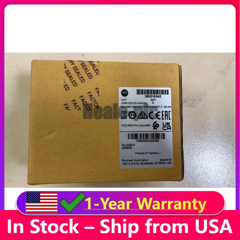 New AB CAT 2080-PS120-240VAC Micro800 24V DC POWER SUPPLY 38.4W US Free Tax