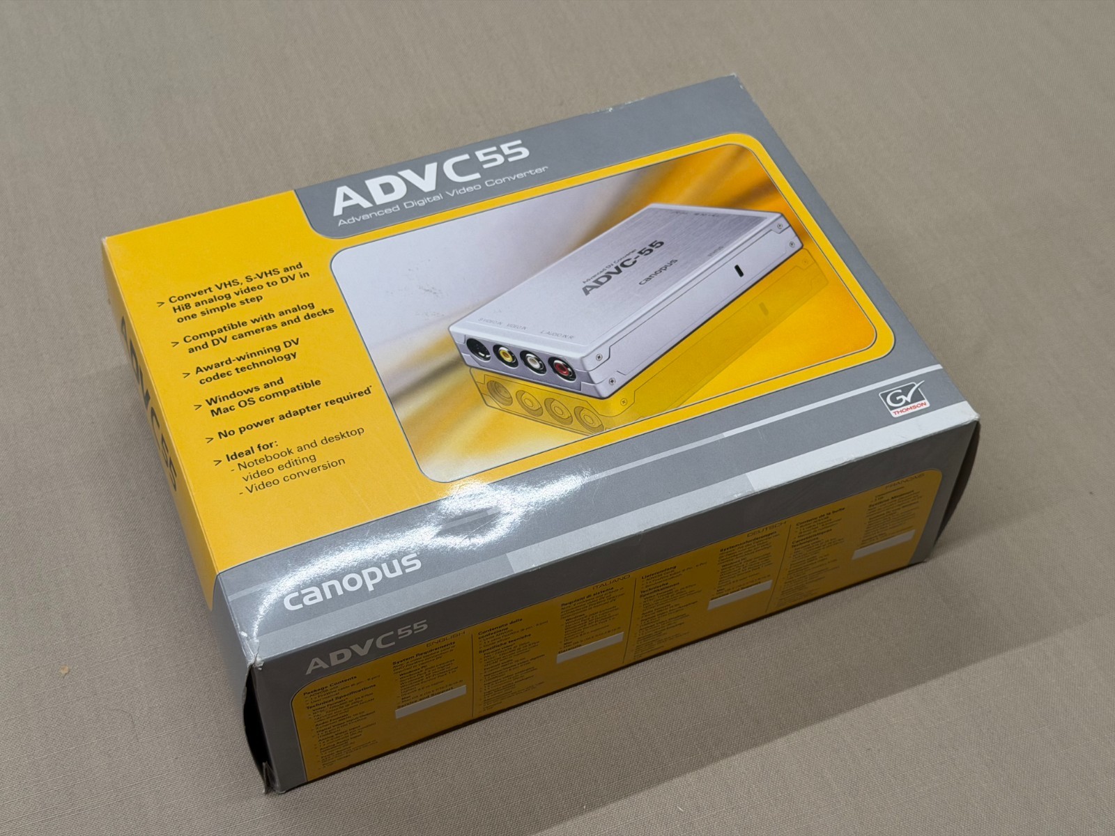 Canopus Grass Valley ADVC-55 Analog to Digital Video Converter VHS Hi8 to PC Mac