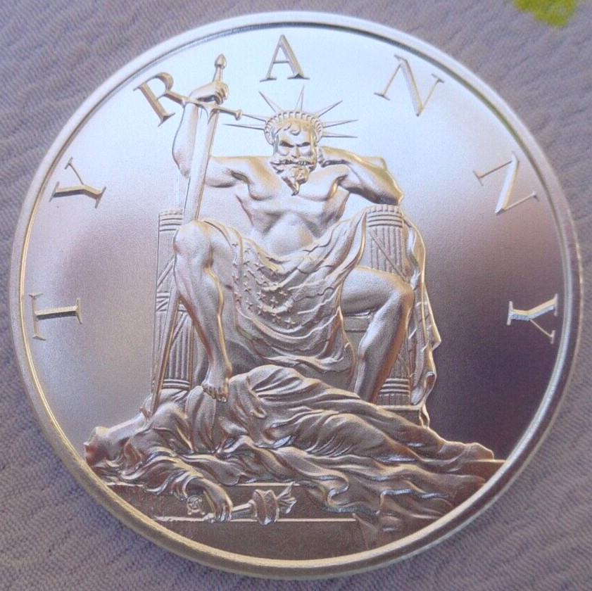 1 oz. 2023 TYRANNY - The Deep State - No Justice BU round .999 fine silver