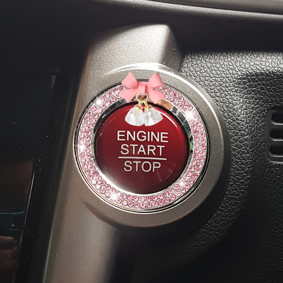Bling Diamond Car Engine Start Stop Button Decoration Ring - Bling Ring Emblem C