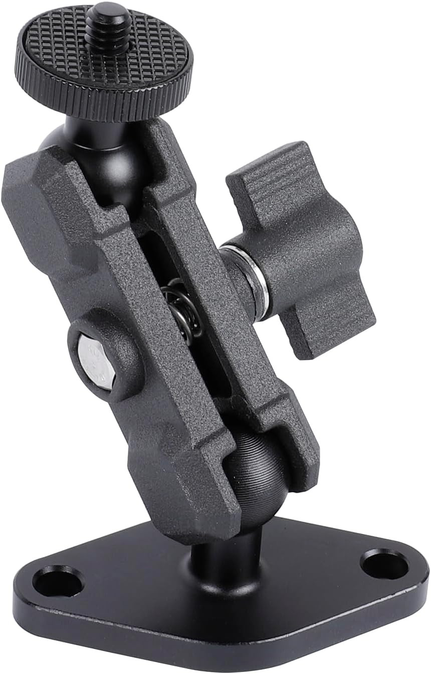 Aluminum 1/4"-20 Mount with Drill Plate Base for Monitors, CCTV Cameras, Camcord