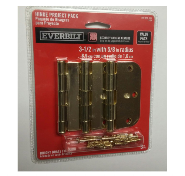 Hinge Project Pack EVERBILT hinges Bright Brass 3 1/2" w/ 5/8" radius 807737