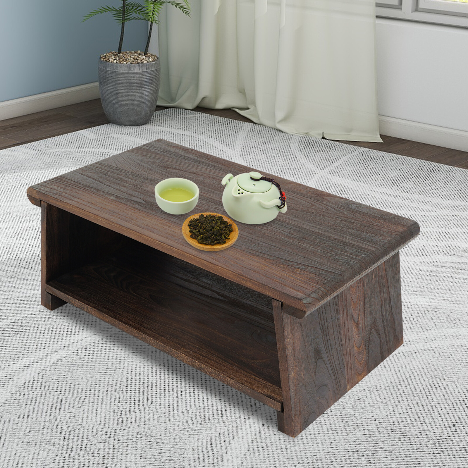 Japanese Floor Table Small Coffee & Tea Table Altar for Meditation Low Table