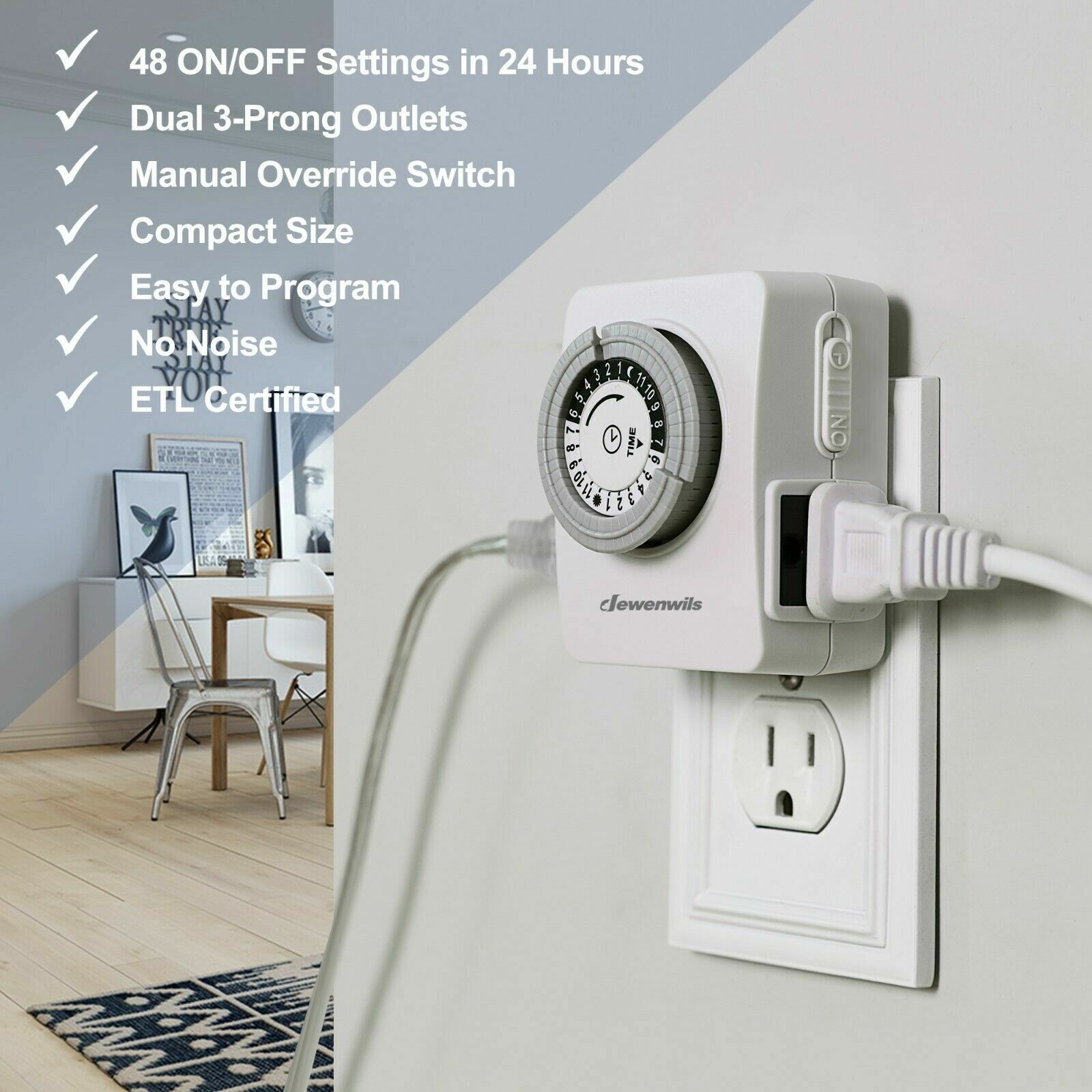 DEWENWILS 2 pack Indoor Outlet Timer Plug in Electrical Timer for Aquarium Lamp