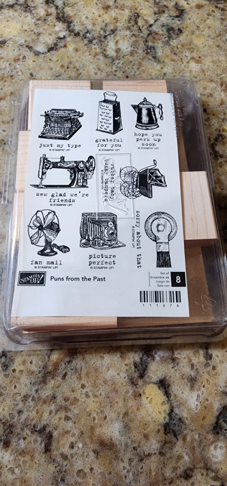 Stampin’ Up Puns From The Past Set of 7 Stamps New/Retired Unmounted