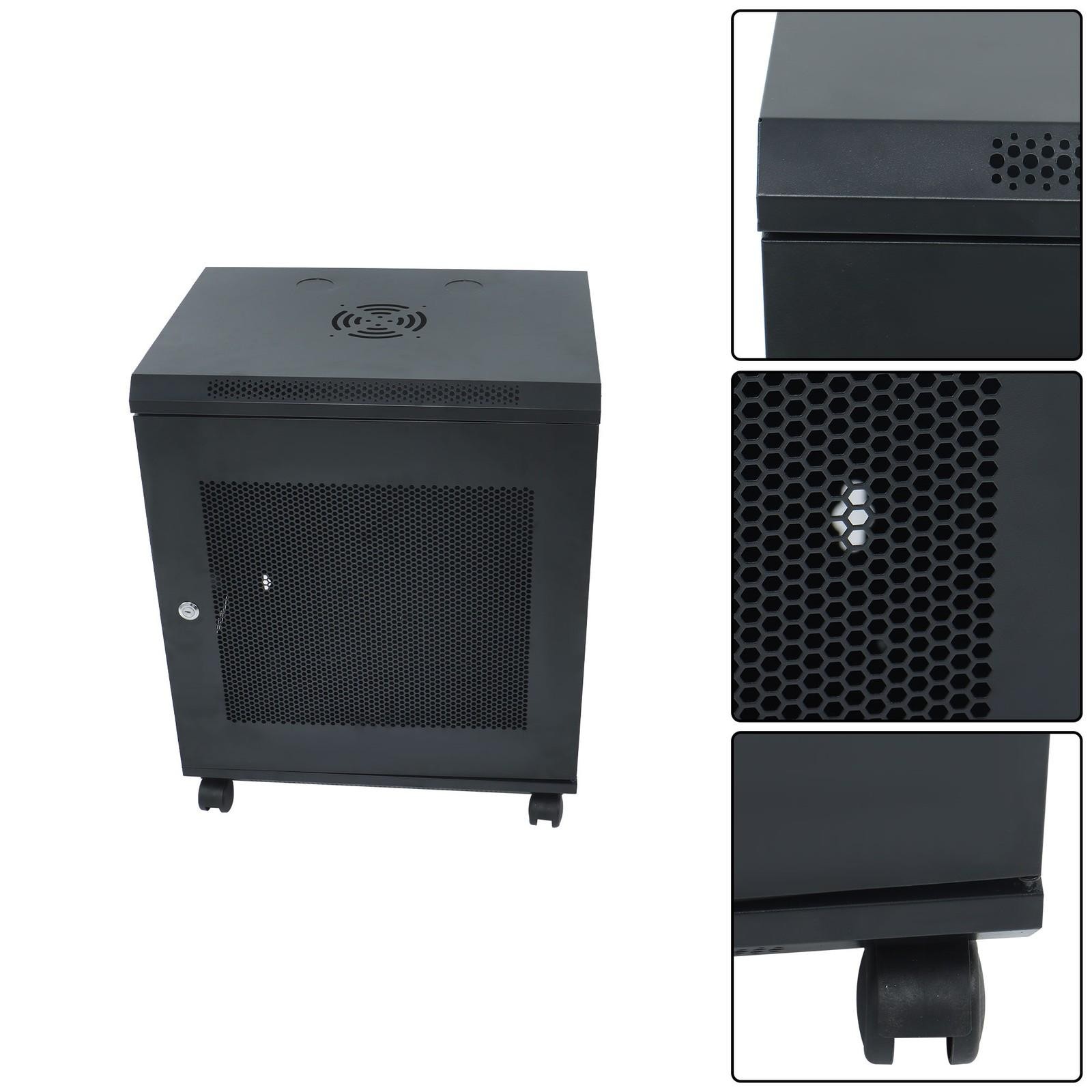 12U Wall Mount Rack Enclosure, 15.5" Deep, Secure Locking Door