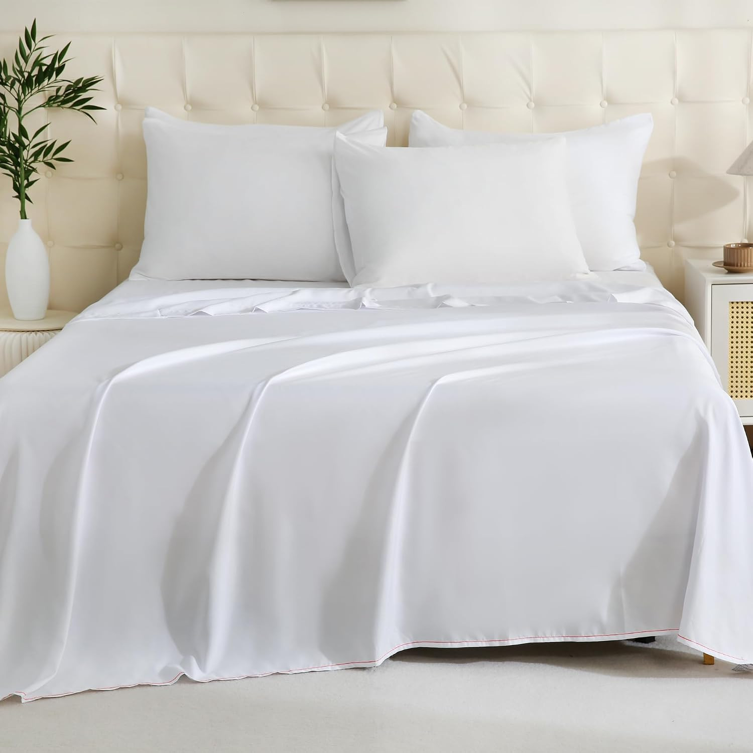 ZPECC White Bulk Flat Sheets Only Full Size 6 Pack, Easy Sort Top Bed Sheet by C