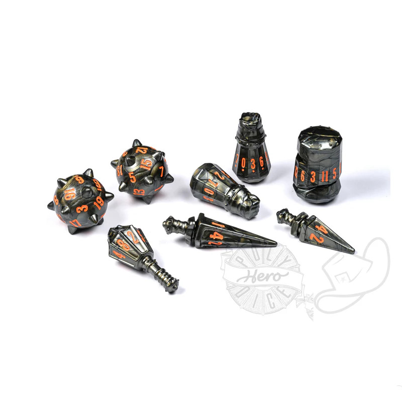 PolyHero Warrior 8 Dice Set Steel Grey - see photos