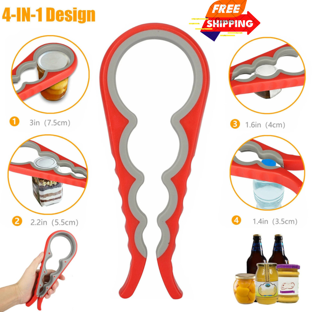 4 in 1 Quick Jar Rubber Opener Lid Bottle Cap Grip Twister Remover Kitchen Tool