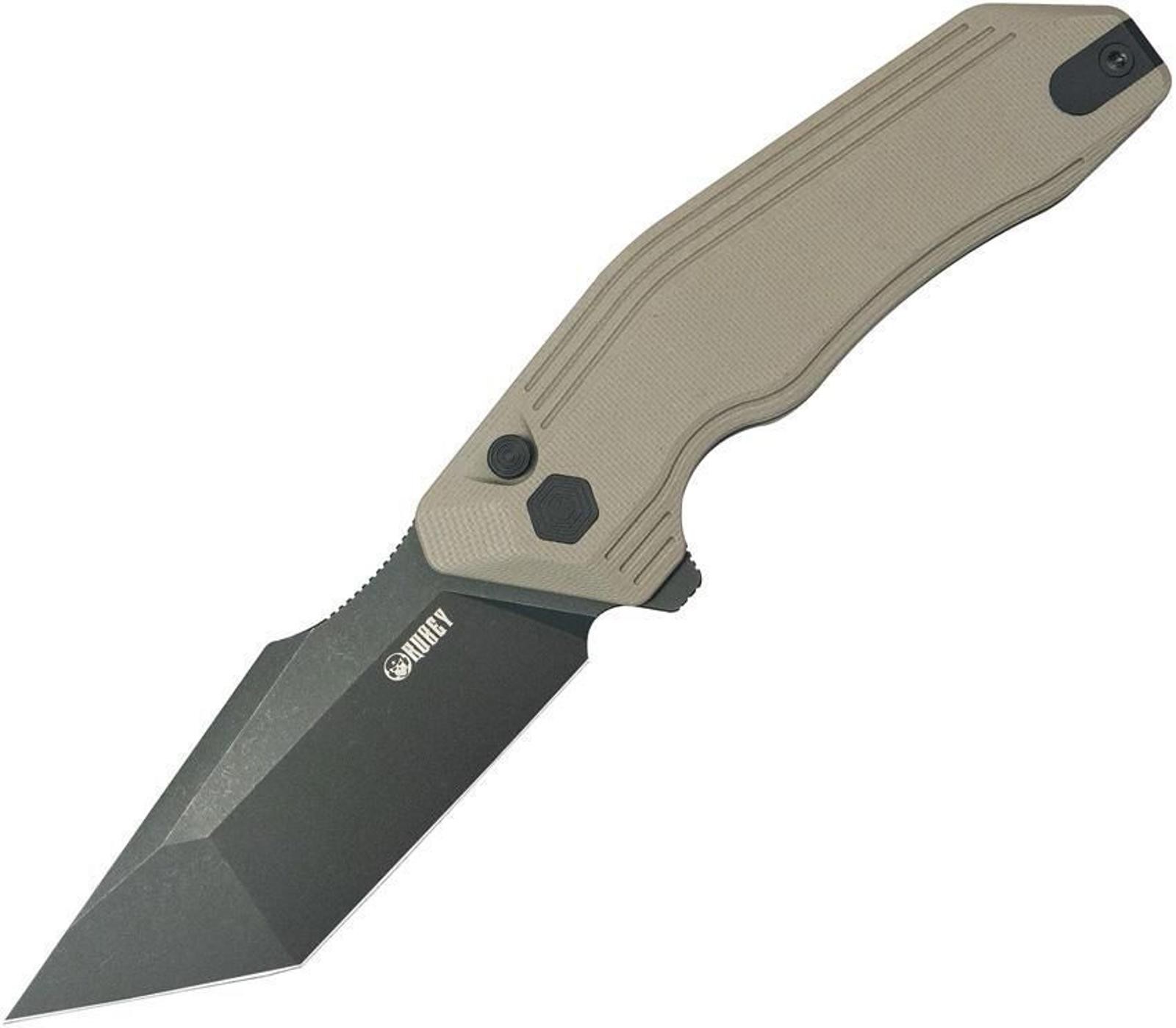 Kubey Knives Yokai Button Lock Tan.  KU392C,  MSRP $90