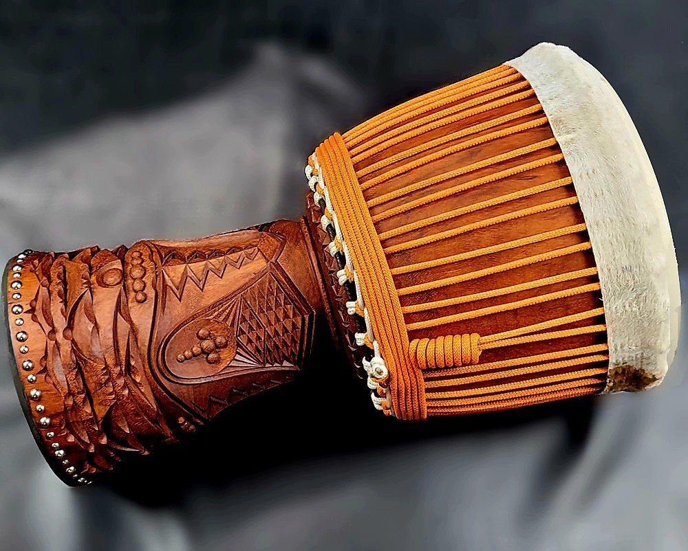 Djembe Drum Guinea Large Pro Hardwood - Lenke Wood Handmade All Solid One Piece