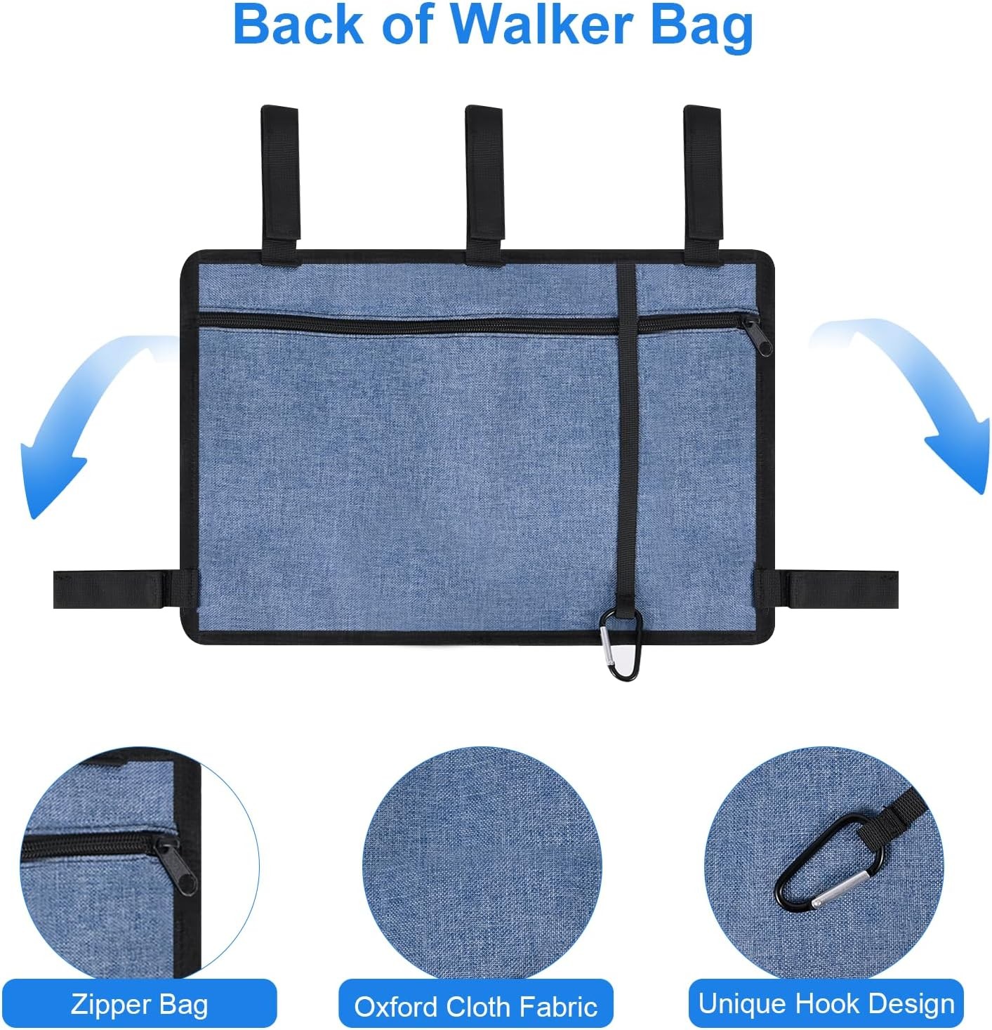 Walker Bag with Cup Holder, Premium Walker Basket for Folding Walker, Foldable W