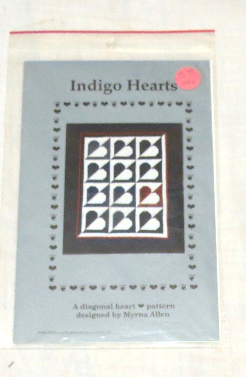 Indigo Hearts Myrna Allen Diagonal Heart Quilting Pattern NEW