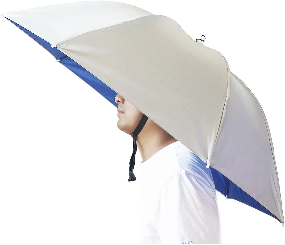 37" Fishing Umbrella Hat Hands Free Foldable UV Protection Adjustable Headwear