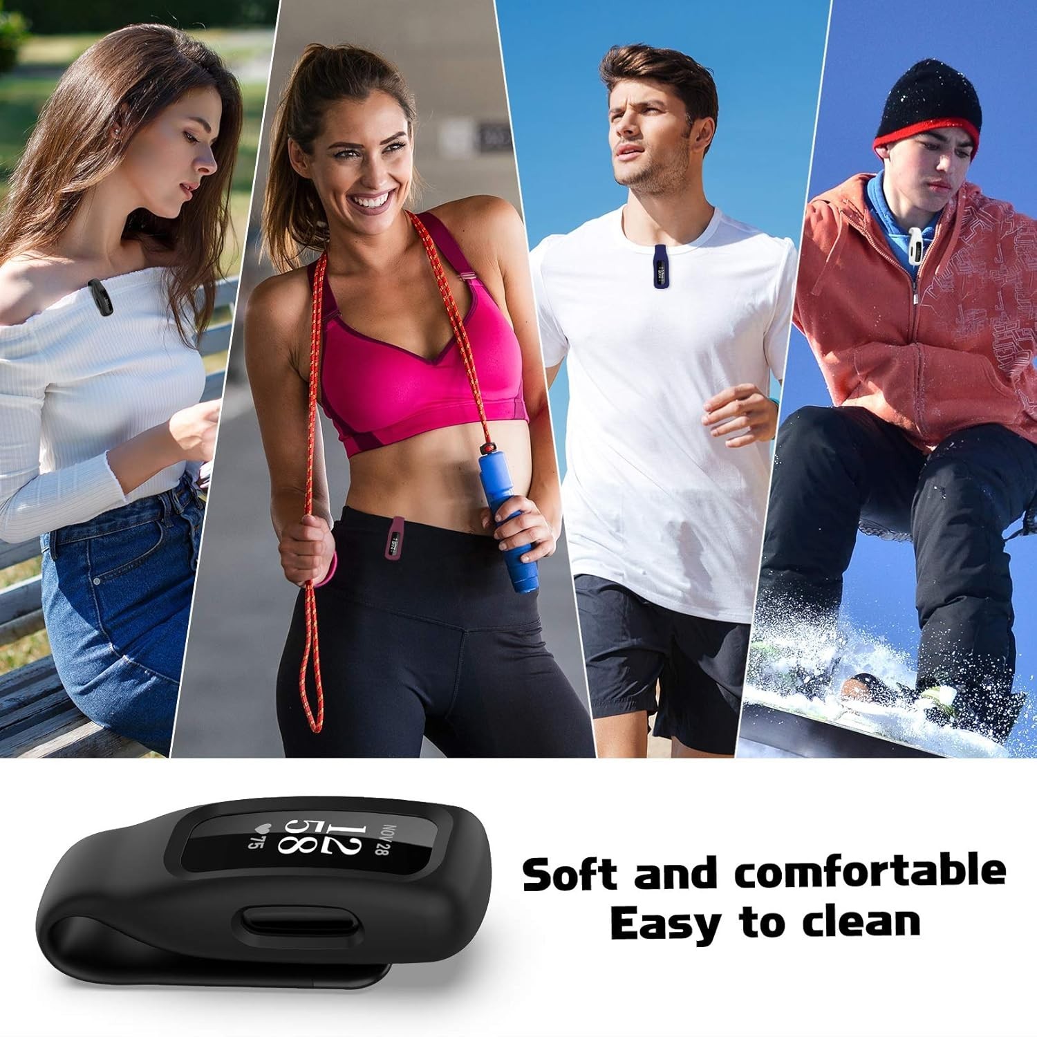 4-Pack Clip Case Compatible with Fitbit Inspire 2/Fitbit Inspire 3, Soft Silicon