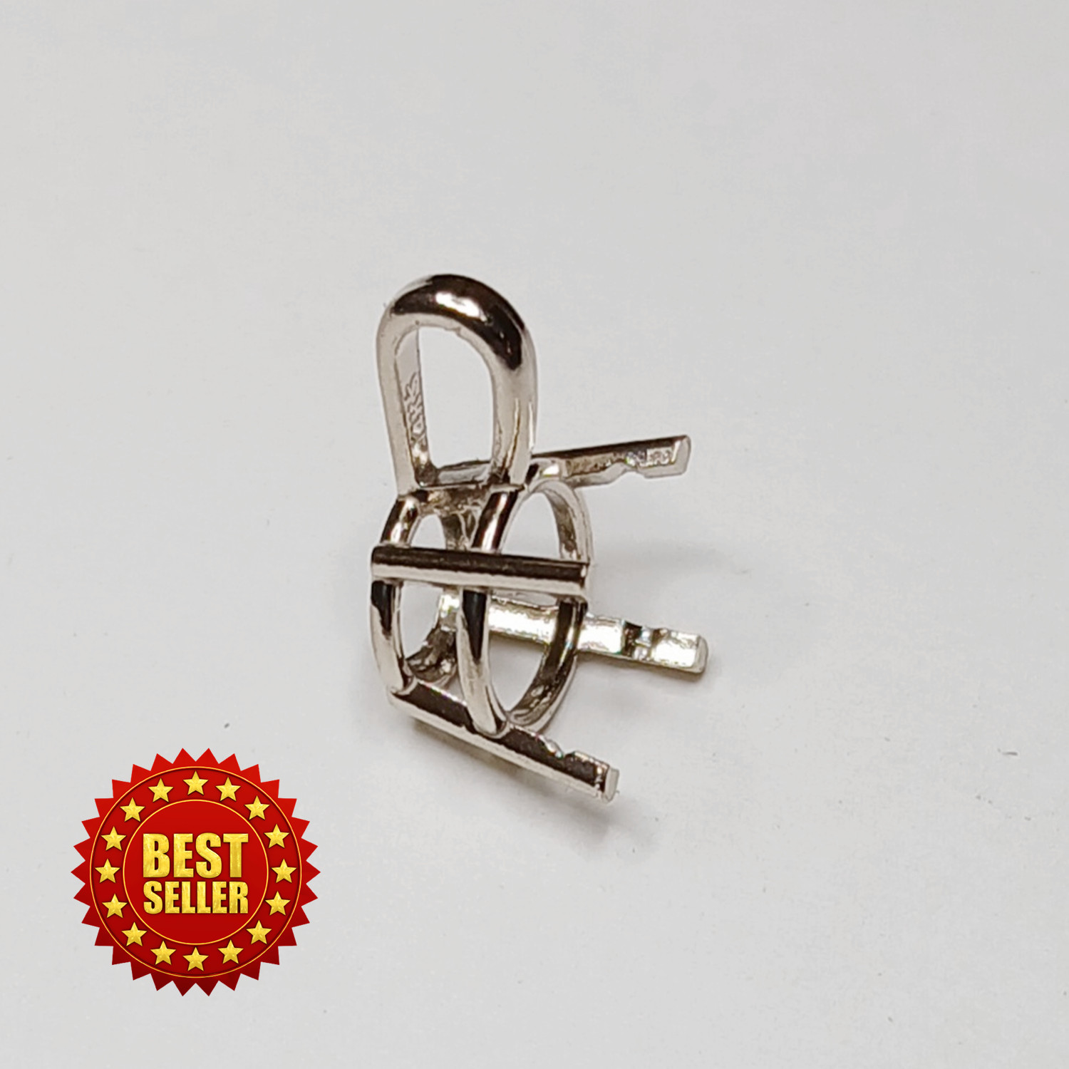 Pendant Setting Round Cut Solid Sterling Silver Pre-Notched 4 Prong Single Bail