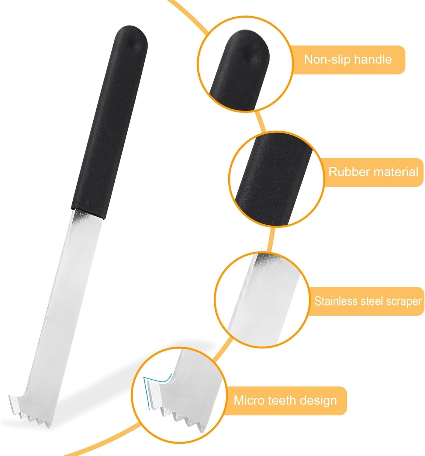 Ergonomic Paver Extractor Tools - 2 Piece Set with Robust Micro-Tooth Scraper