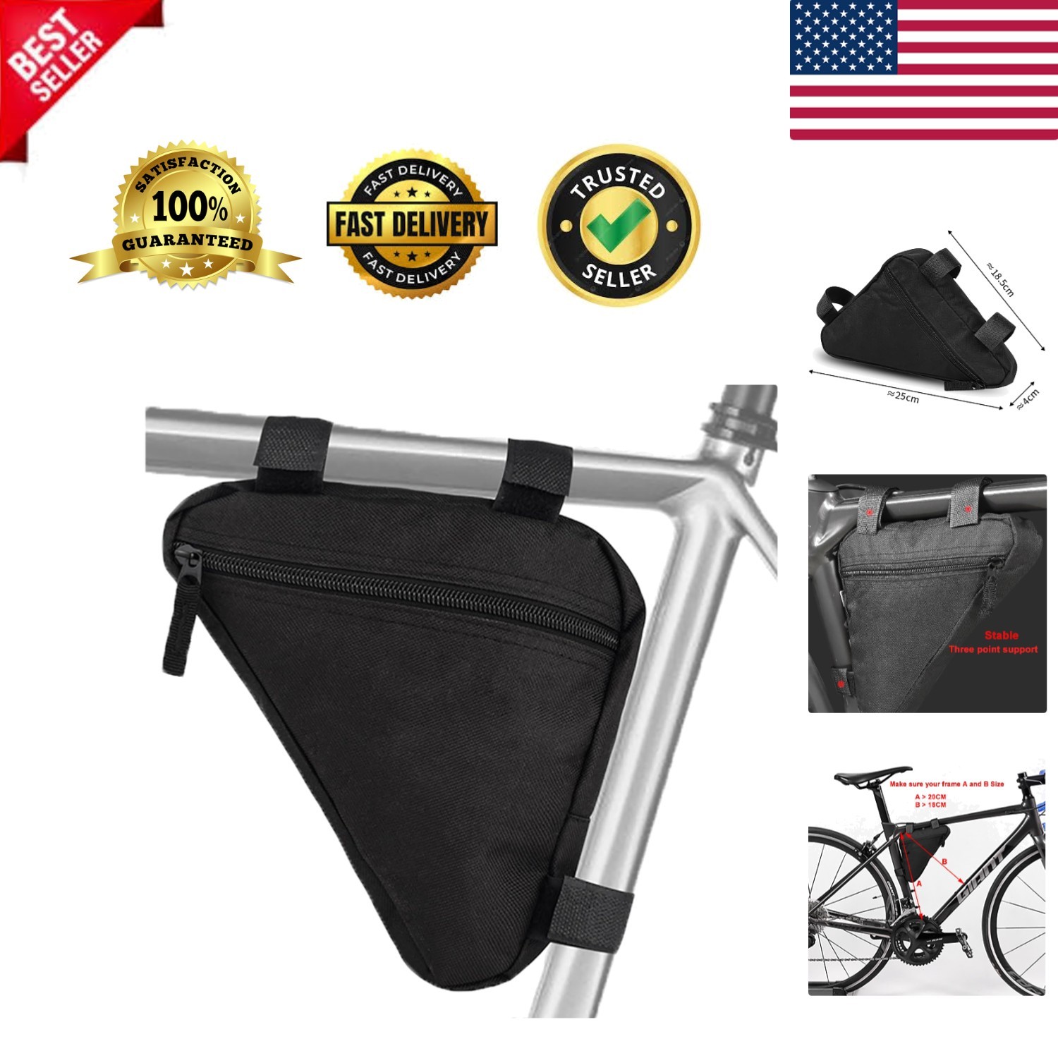 Convenient Triangle Bike Frame Bag - Lightweight and Wind-Resistant for Cyclists