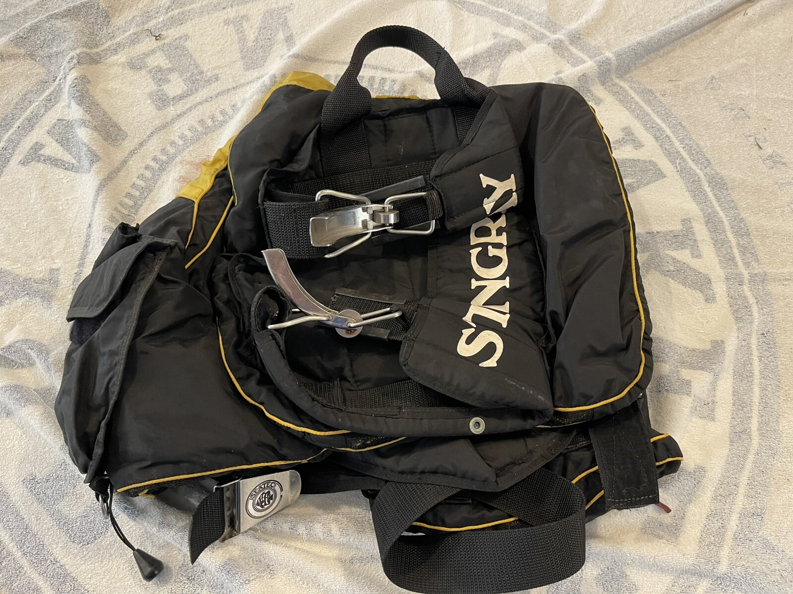 Vintage Seatec Diving Vest Scuba Diving Buoyancy Yellow/Black - Medium