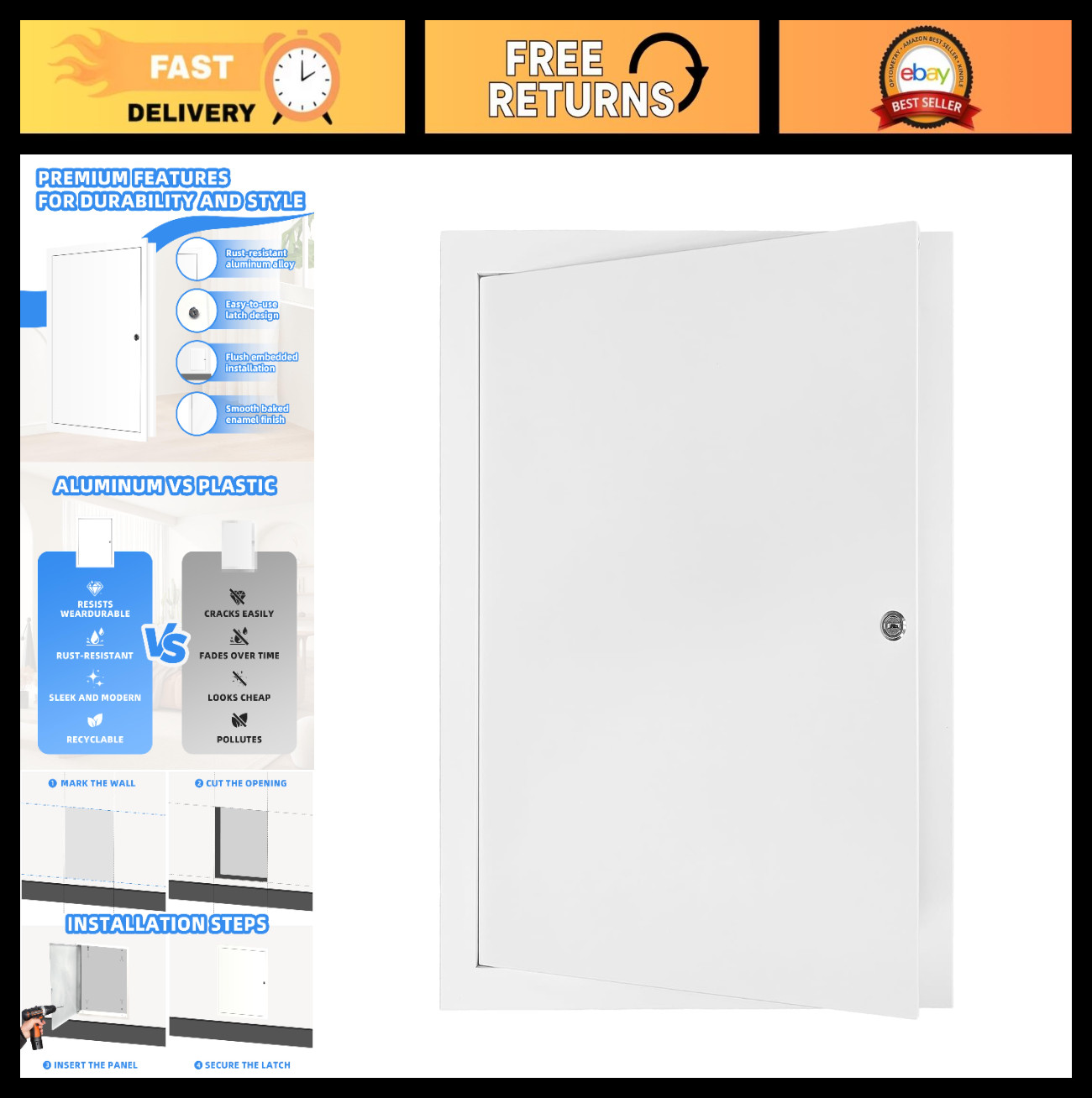 12" x 16" Metal Access Panel - 1MM Thick, Rust-Resistant, Easy Install for Walls