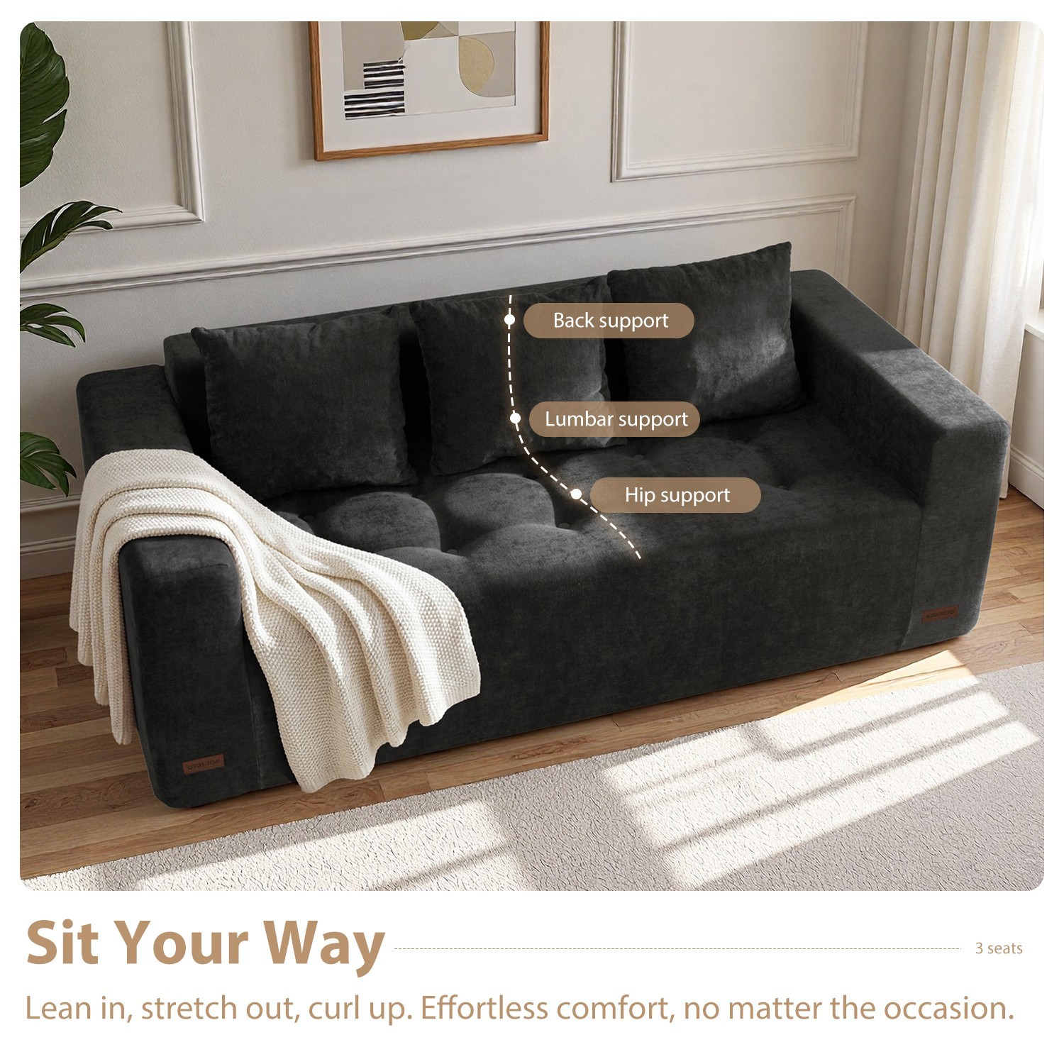MAXYOYO Modular Sectional Sofa Couch, L Shaped Modern Cloud Couch with Ottoman