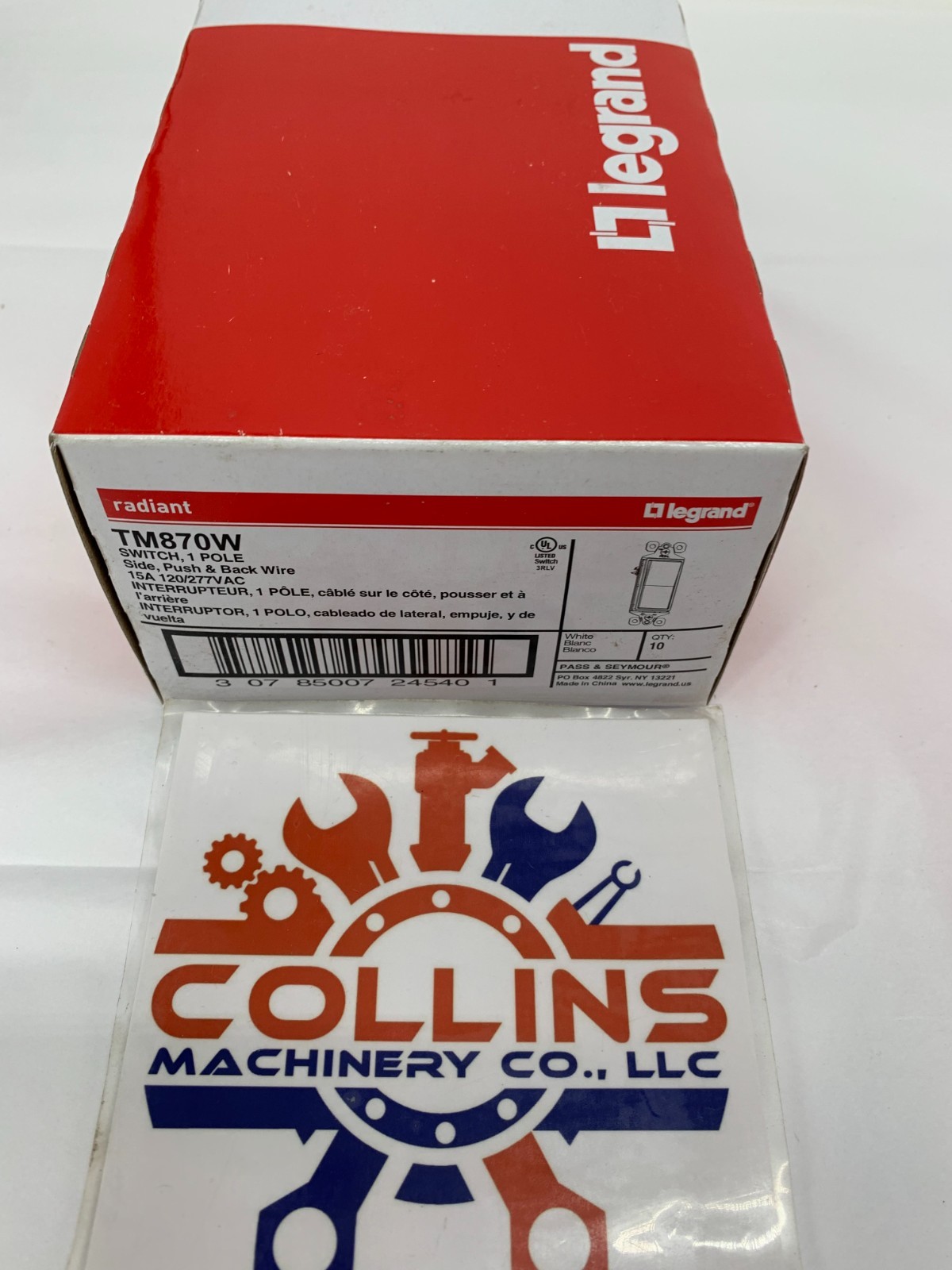 Pass & Seymour TM870W Decorator Switch 1P 15A 120/277V Grounding White 10/Case