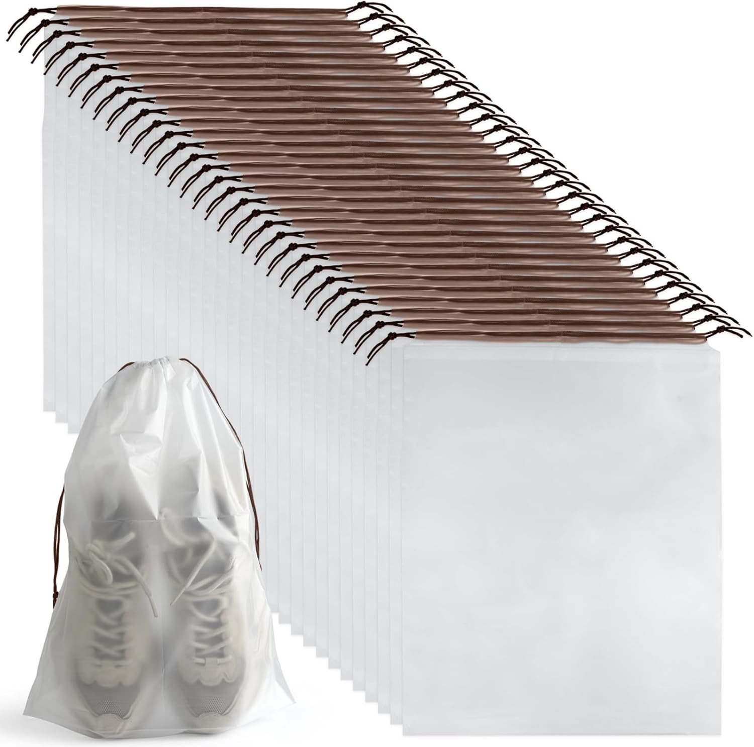 32 Pcs Shoe Bags for Travel,  15.7" x 11.8" Clear Drawstring Storage Bags Shoes