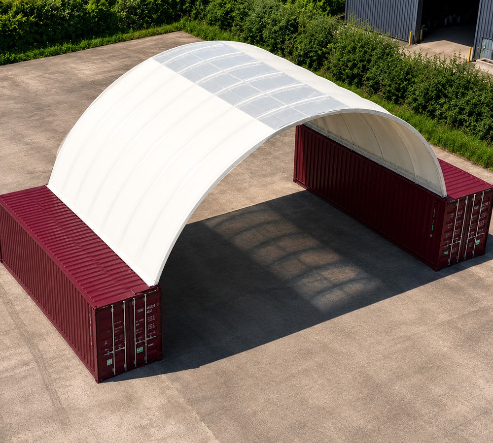 40'x40'Shipping Container Canopy Shelter w/Center Skylight - 21 Oz 610 GSM