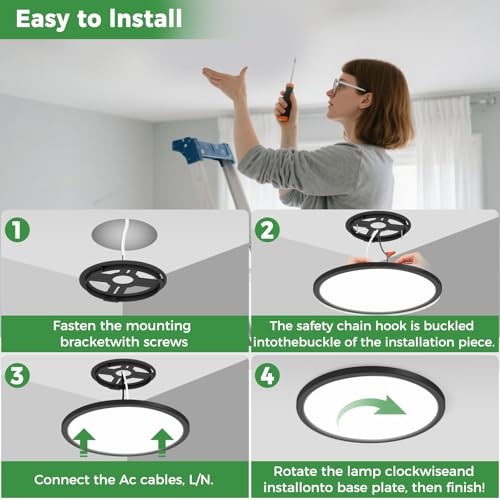 2Pack LED Flush Mount Ceiling Light, 7Inch 15W Dimmable 7"(2pack) Black