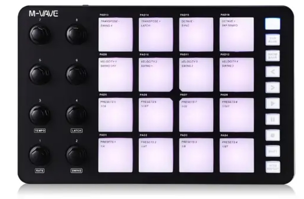 M-VAVE SMC-PAD Wireless MIDI Controller Suitable MINI Percussion USB-C Keyboard