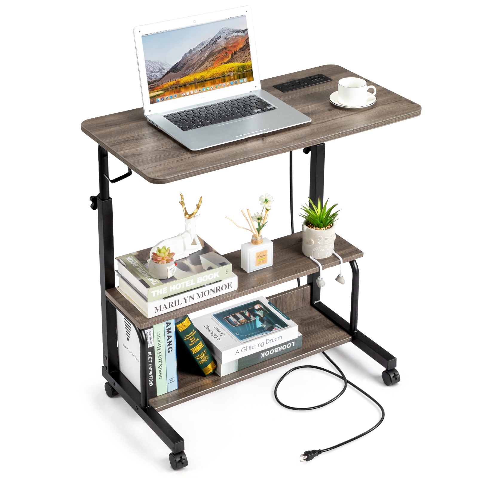 Grey Oak Particle Board with Melamine Coating Adjustable Computer Desk