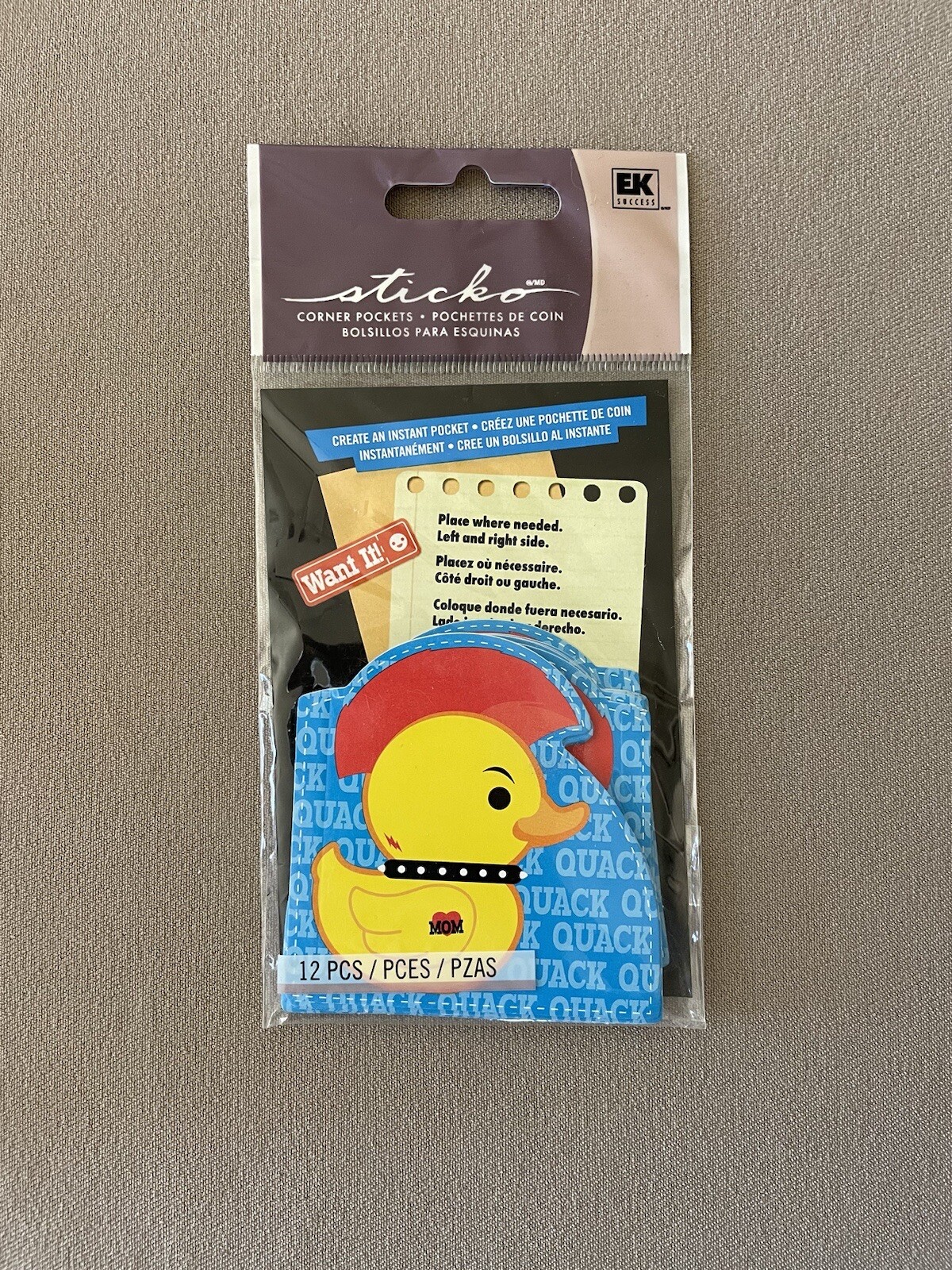 Sticko Corner “Punk Duck”Pockets~Includes 12 Pieces~2.5” X 2.5”, New In Package
