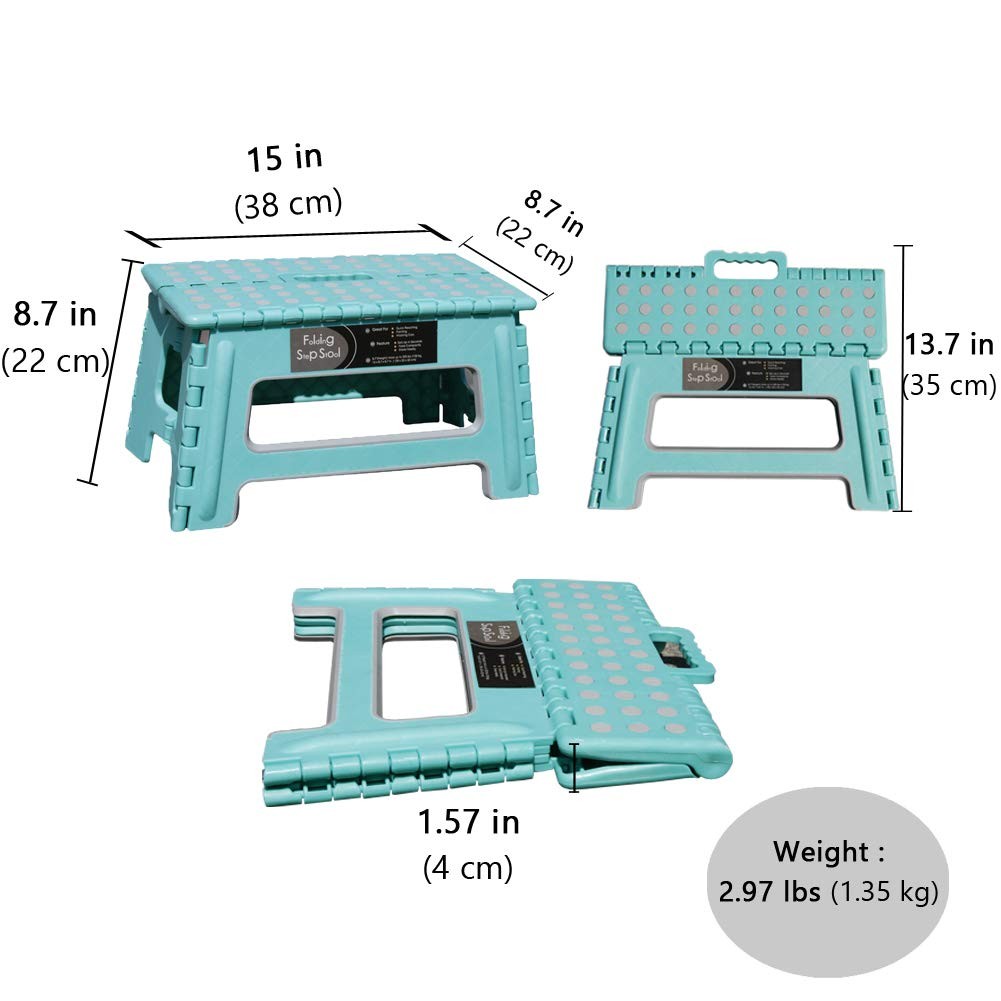 Folding Step Stool - 9" Height - Holds up 300 Lbs Lightweight Foldable Steppi...