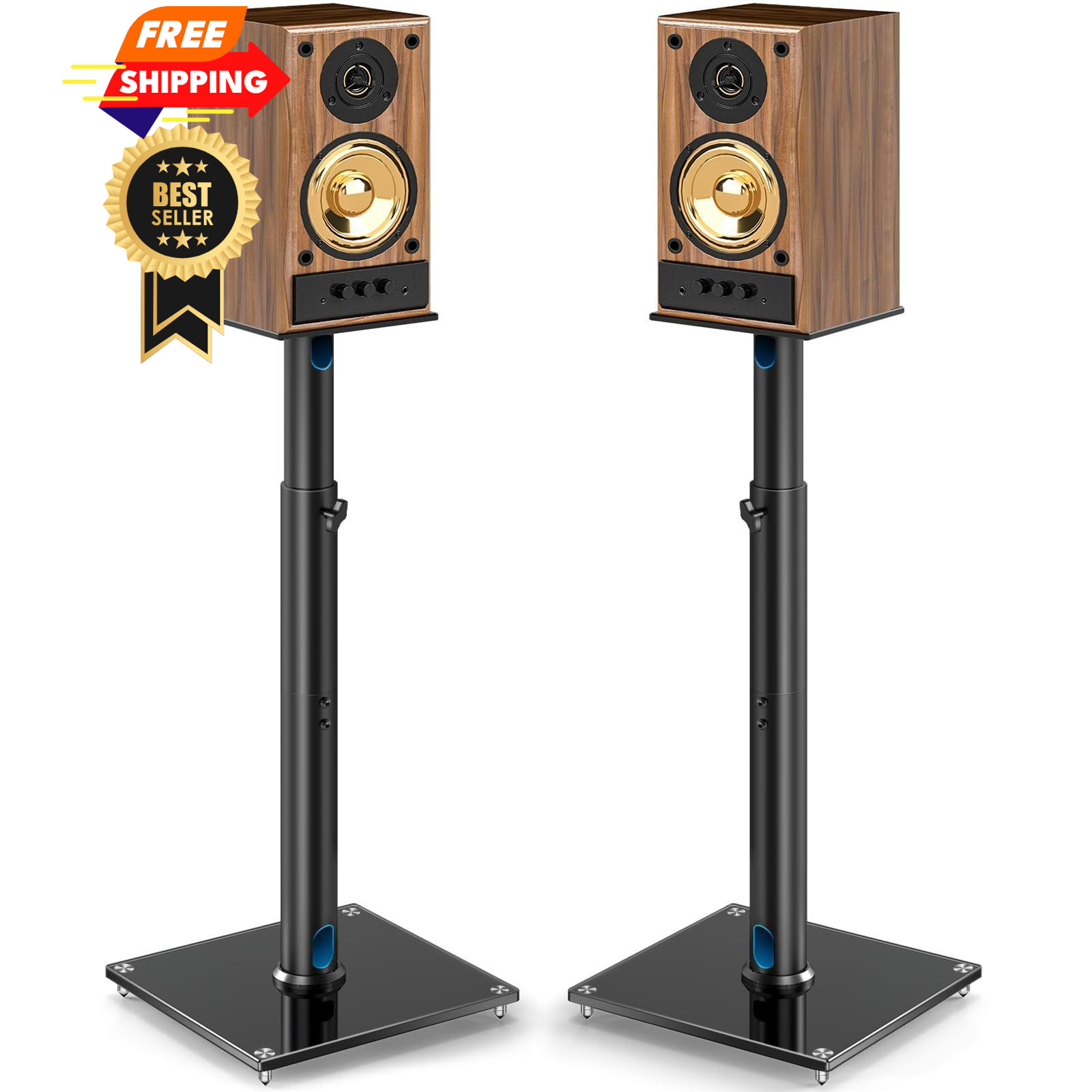 5Rcom Universal Speaker Stands for Surround Sound with 360° Black