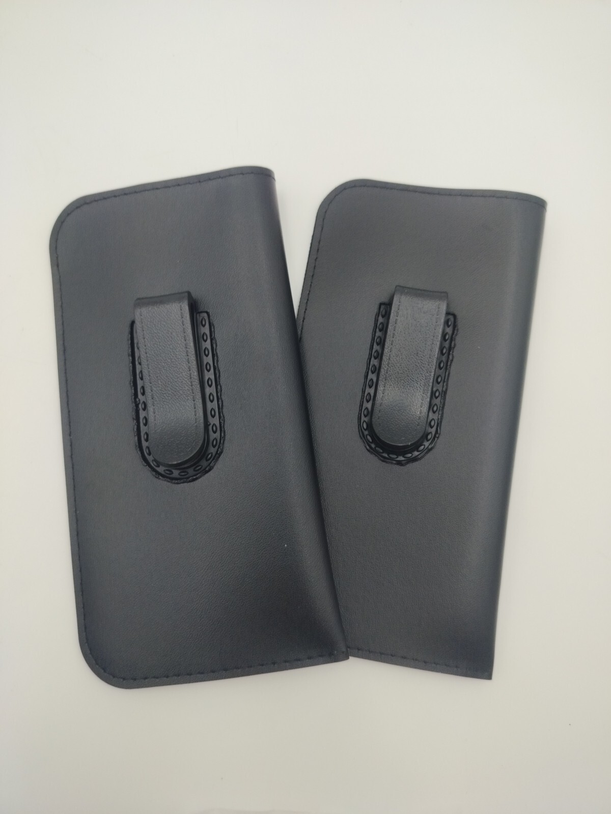 2 Mens Soft Slip-in Eyeglass Case w/Clip Med. Black Syn.Leather 6.25"Inch x 3.25