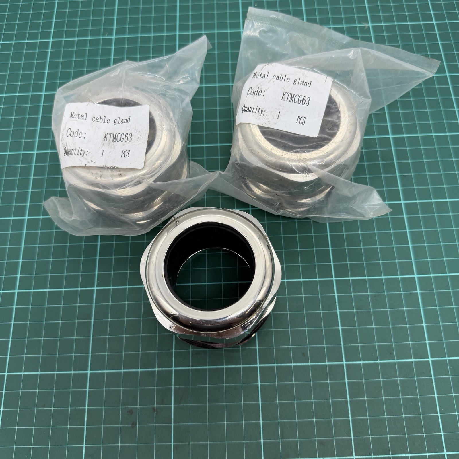 KTMCG63 Metal Cable Gland M63 (Pack of 3) Brass Nickle Plated 63mm NOS