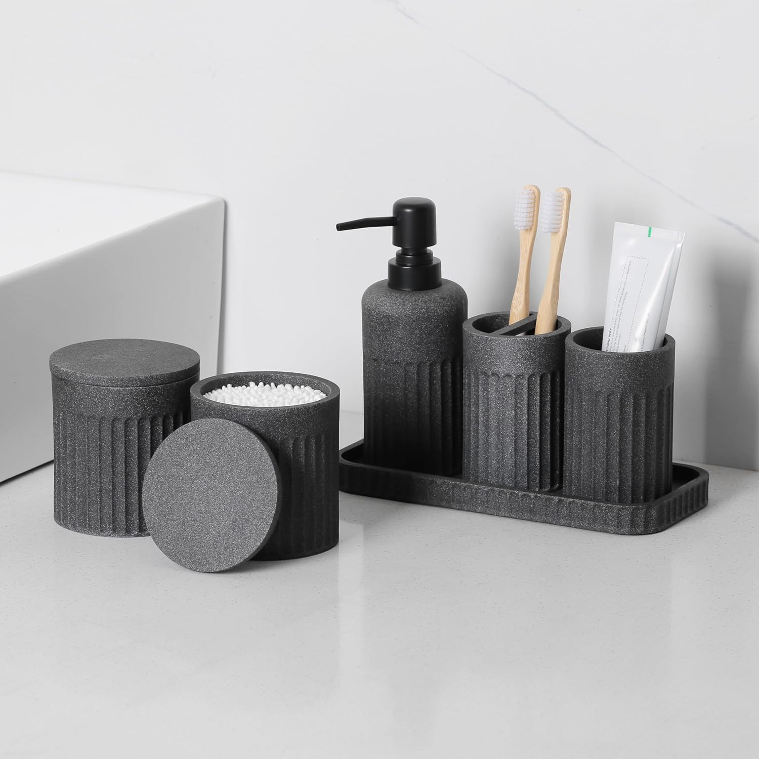 Bathroom Accessory Set - 6 Pieces Bathroom Accessories Set Complete with Soap Di