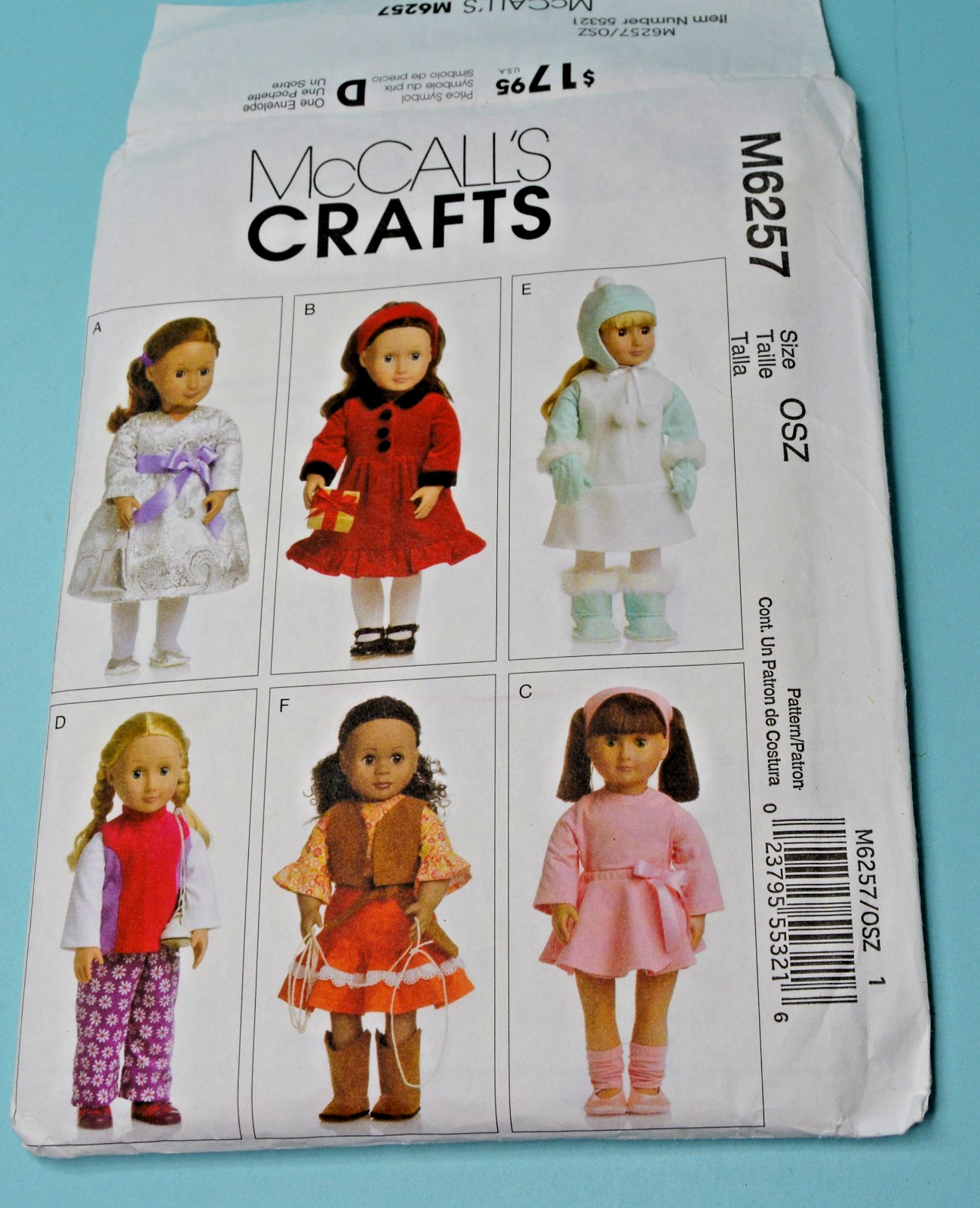 McCall 6527 clothes pattern for 18" dolls FF UC