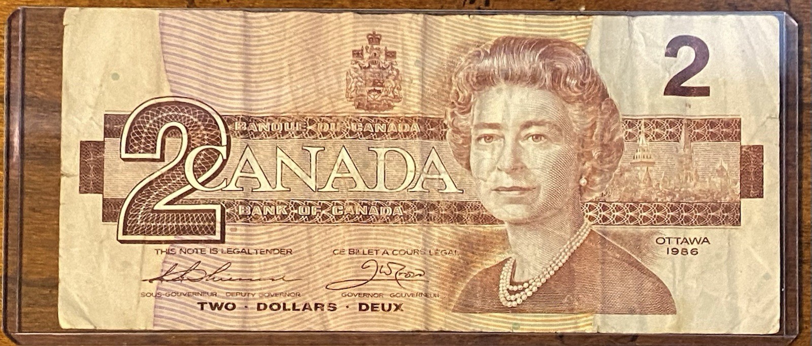1986 Canada $2 Dollar Bill Banknote Canadian 2 Dollar Currency Paper Money Queen