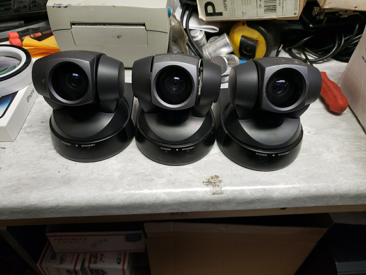 lot of 3 Sony EVI-D100 Color Video Camera no power cords free ship