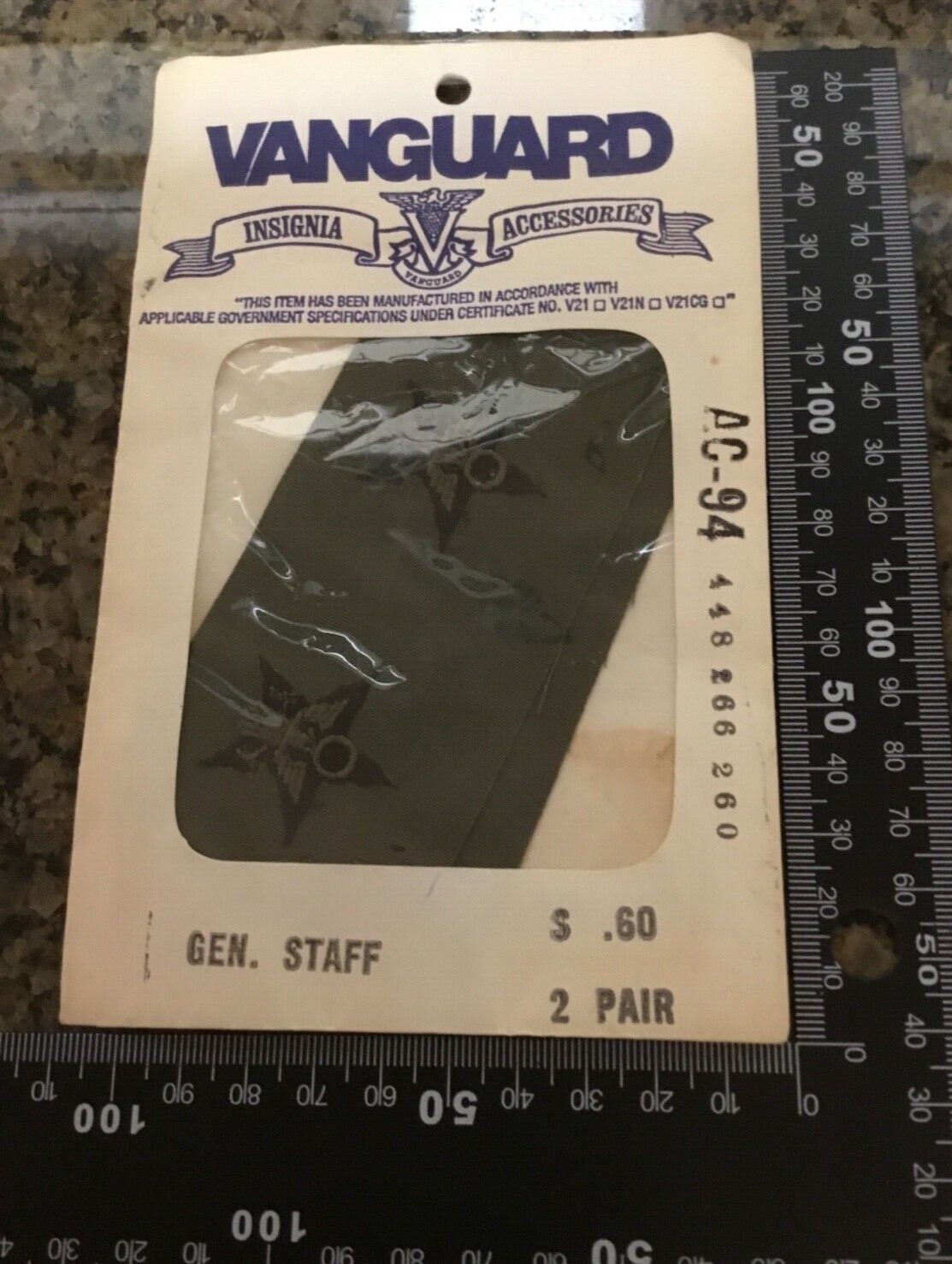 USGI US Army GENERAL STAFF GS Branch Sew On OD Green Black 2 Pair = 4 Total NEW