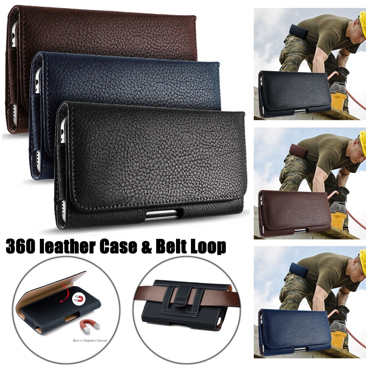 Leather Case Belt Holster Cover For iPhone 16 15 14 13 12 11 Pro Max XR 678 Plus