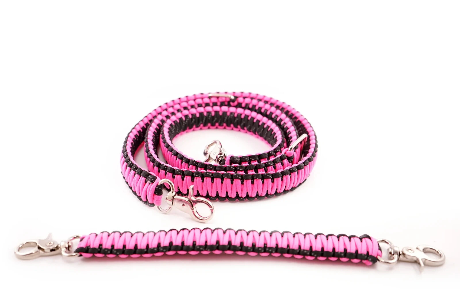 Paracord Radio Strap Sling 60" w/ 13" Stabilizer, pink and black