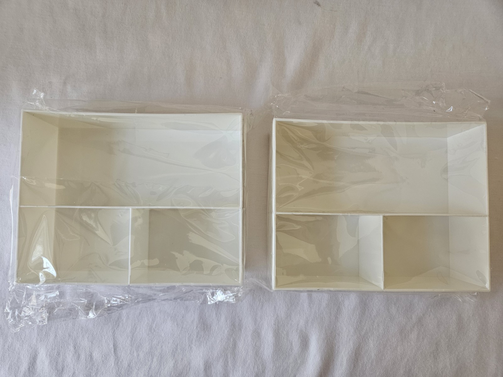 2 NEW Three Lattice multi-compartment plastic organizers in clear plastic