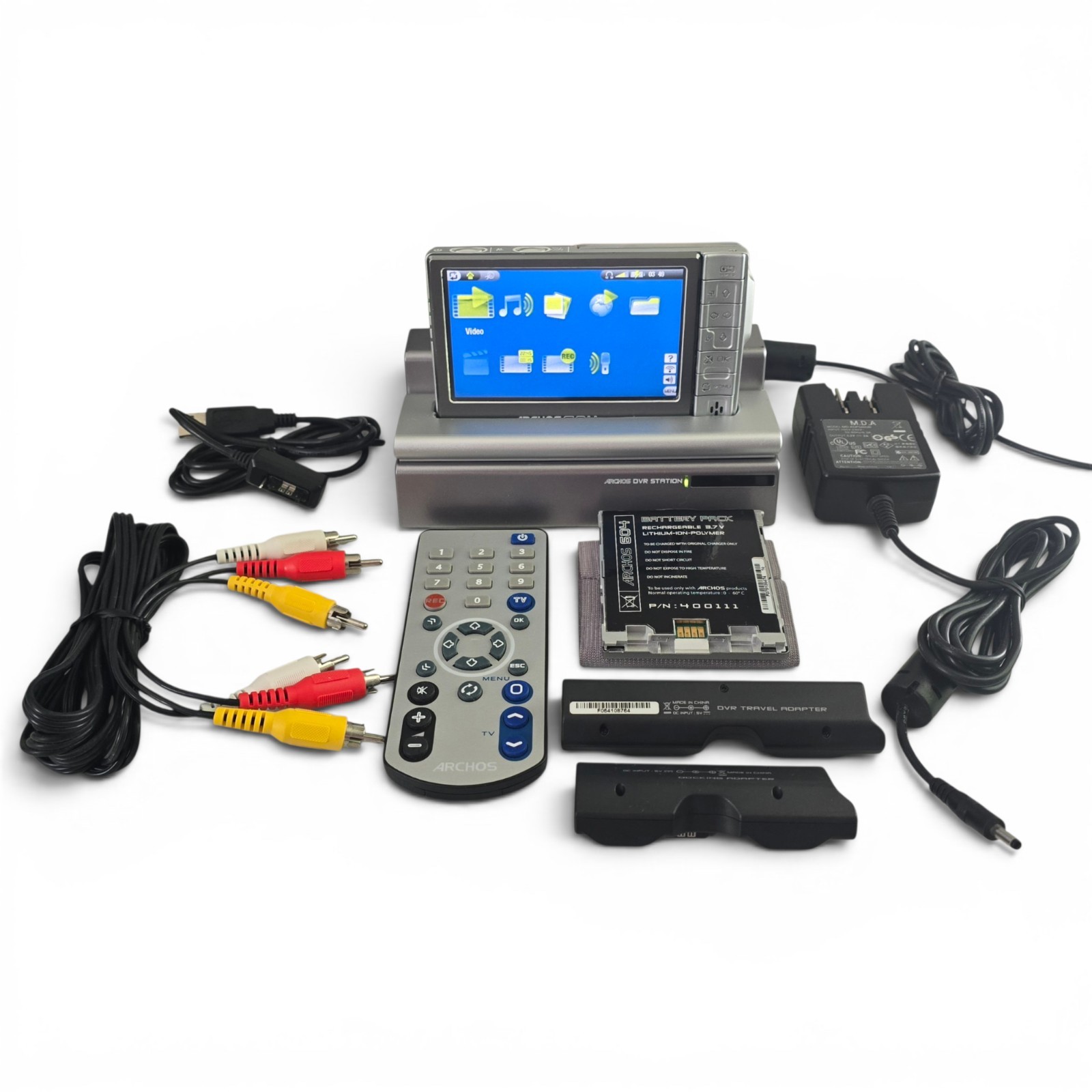 ARCHOS 604 WiFi Silver Digital Media Player Bundle CORDS DOCK REMOTE 2x BATTERY+