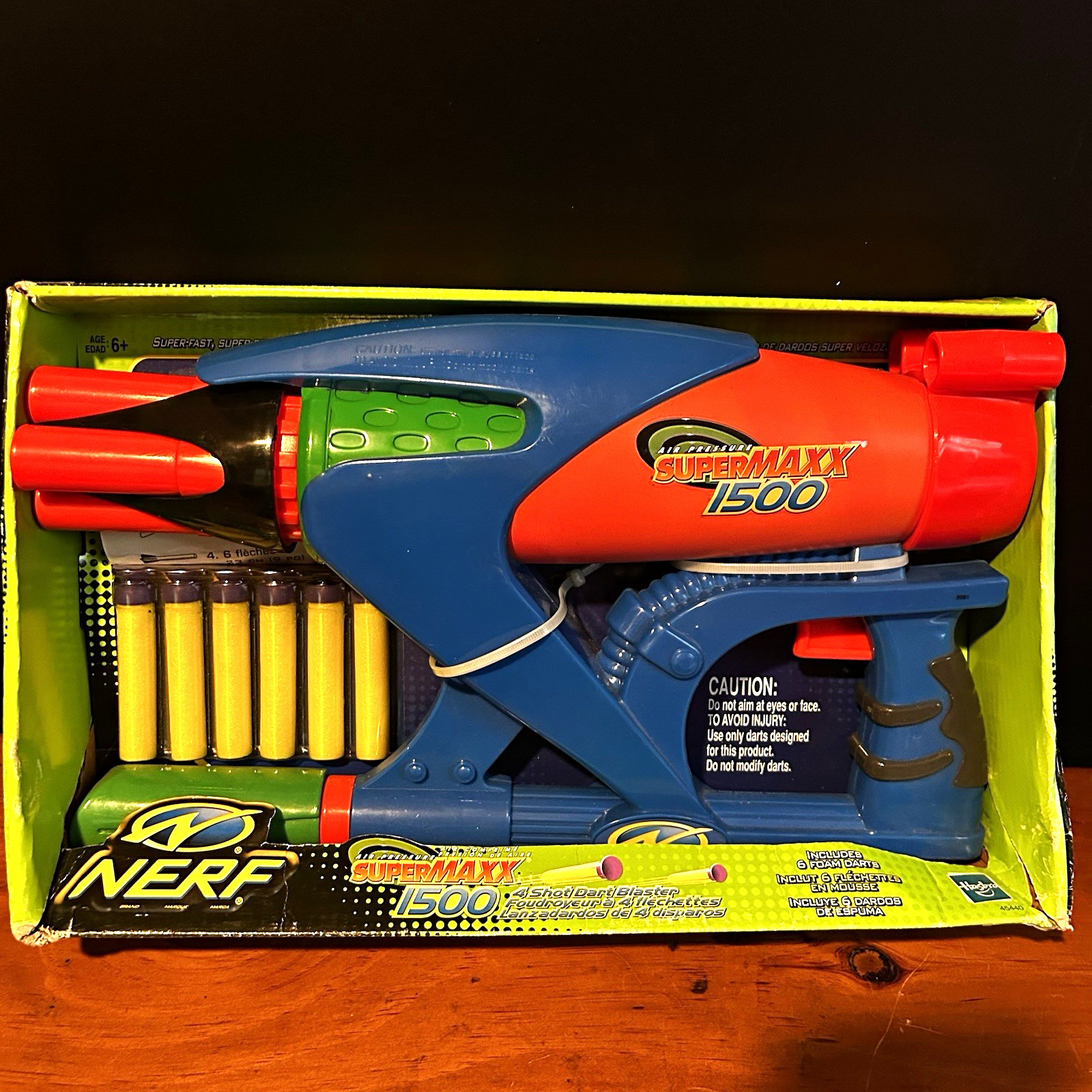 NERF SuperMAXX 1500 4-Shot Dart Blaster w/ 8 Darts in Box 1996 MPN 4840