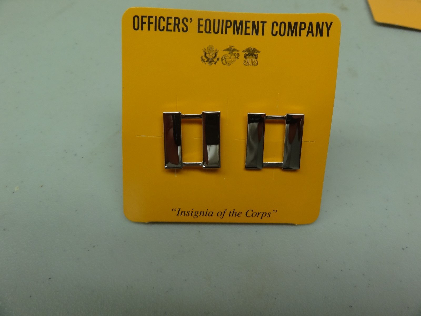 GENUINE US MILITARY SET OF 2 MARINE CORPS CAPTAIN RANK PIN ON CHROME FOR COLLAR