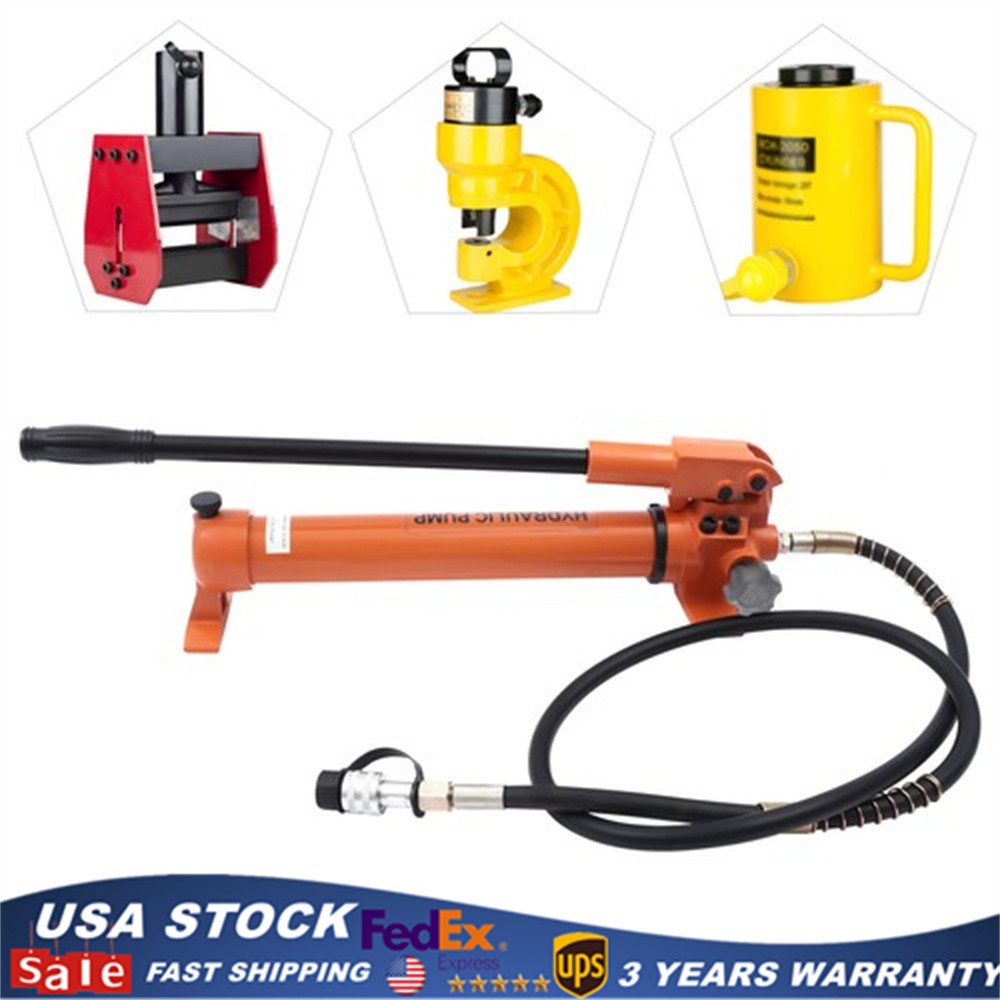 Manual Hydraulic Hand Pump Set 10000psi Oil Storage 900CC 10&4 Ton 2 Speed USA